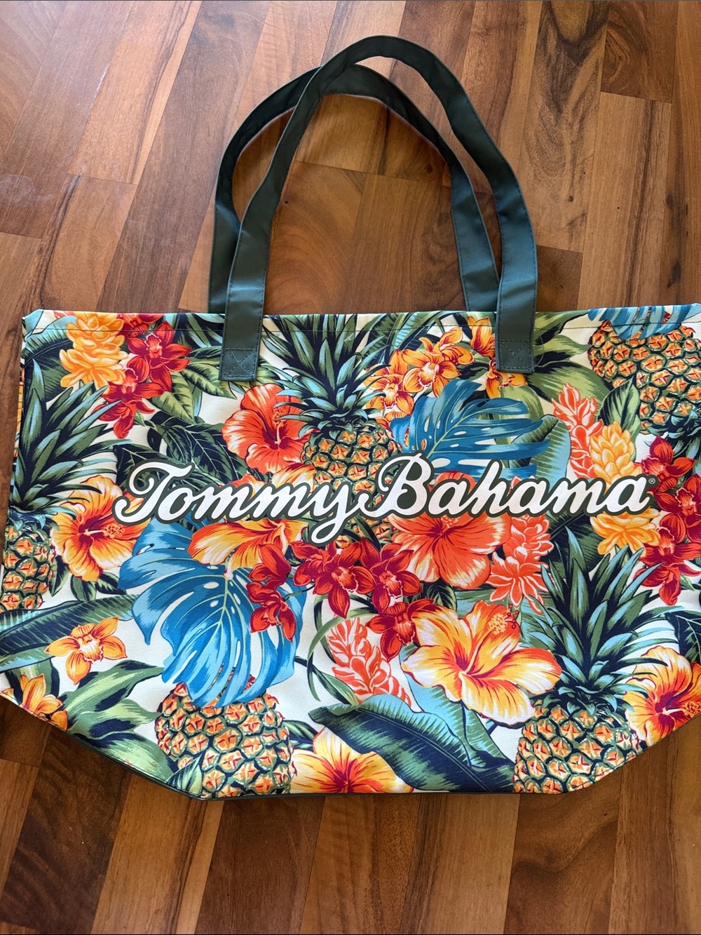 Tommy Bahama Tropical Pineapple Floral Tote - Blue, Orange, Green